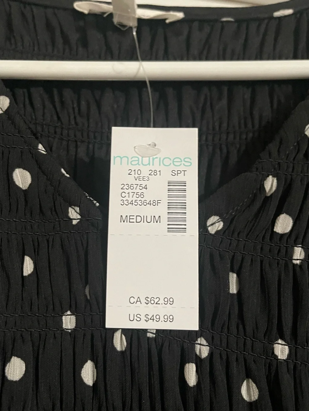 Maurices Black & White Polka Dot Midi Dress - Picture 6 of 9